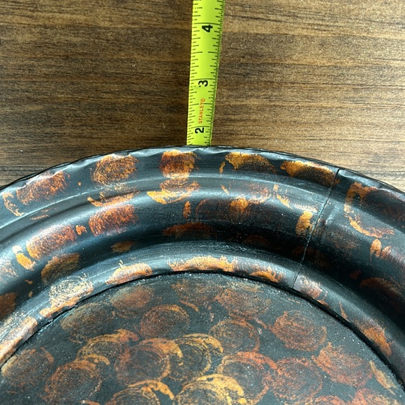Decorative Rustic Metal Bowl With Handles Copper Coloured Pattern - Picture 12 of 14